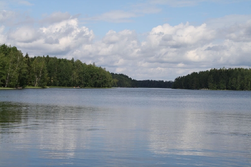 Zatoka Kankahuvenlahti, jezioro Pälkänevesi. Aitoo.