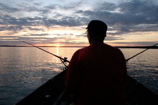 Bei der Lachsmeisterschaft am See Puruvesi geht es um das 24-stündige Schleppangeln mit zwei Ködern auf einem Ruderboot im Mittelseegebiet Hummonselkä.